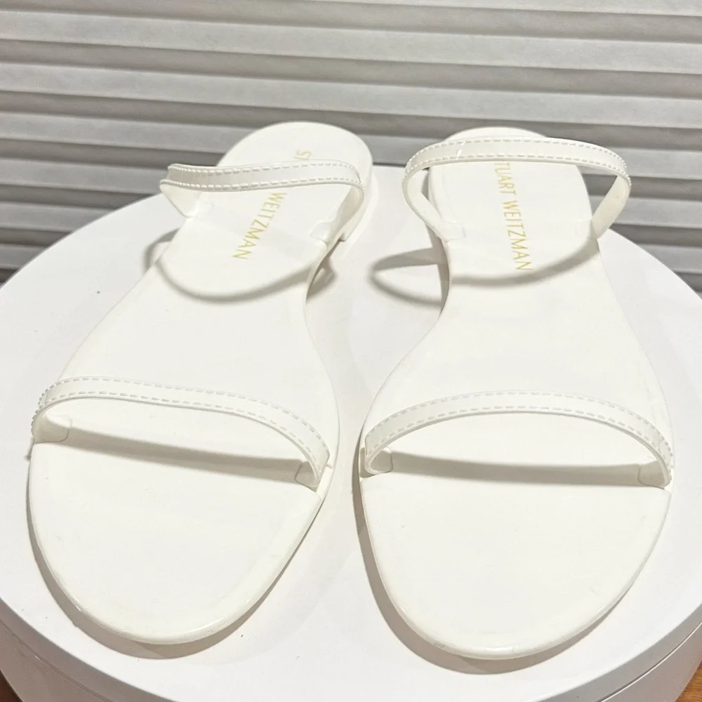 🌹STUART WEITZMAN 🌹 Sawyer Rubber White Sandals Size: 12 - Picture 4 of 10